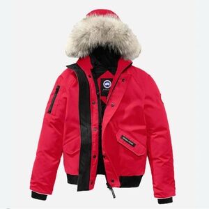 Canada Goose Red Puffer Jacket with Fur Hood